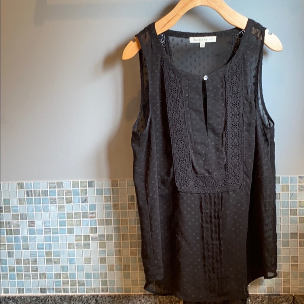 Black sheer embroidered tank size M